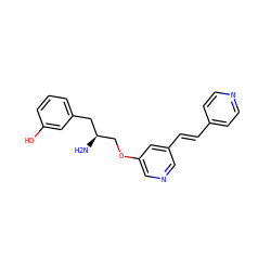 N[C@H](COc1cncc(/C=C/c2ccncc2)c1)Cc1cccc(O)c1 ZINC000014957616