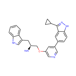 N[C@H](COc1cncc(-c2ccc3[nH]nc(C4CC4)c3c2)c1)Cc1c[nH]c2ccccc12 ZINC000038412441