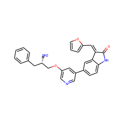 N[C@H](COc1cncc(-c2ccc3c(c2)/C(=C\c2ccco2)C(=O)N3)c1)Cc1ccccc1 ZINC000014961604