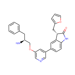 N[C@H](COc1cncc(-c2ccc3c(c2)[C@H](Cc2ccco2)C(=O)N3)c1)Cc1ccccc1 ZINC000045300261