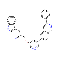 N[C@H](COc1cncc(-c2ccc3cnc(-c4ccccc4)cc3c2)c1)Cc1c[nH]c2ccccc12 ZINC000014962597