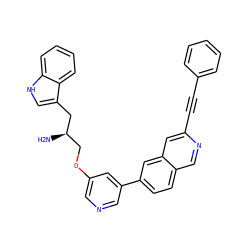 N[C@H](COc1cncc(-c2ccc3cnc(C#Cc4ccccc4)cc3c2)c1)Cc1c[nH]c2ccccc12 ZINC000014962612