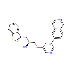 N[C@H](COc1cncc(-c2ccc3cnccc3c2)c1)Cc1csc2ccccc12 ZINC000014957803