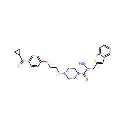 N[C@H](Cc1cc2ccccc2s1)C(=O)N1CCN(CCCOc2ccc(C(=O)C3CC3)cc2)CC1 ZINC000026172611