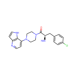 N[C@H](Cc1ccc(Cl)cc1)C(=O)N1CCN(c2ccnc3cc[nH]c23)CC1 ZINC000064549301
