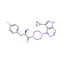 N[C@H](Cc1ccc(Cl)cc1)C(=O)N1CCN(c2ncnc3[nH]cc(C4CC4)c23)CC1 ZINC000064539263