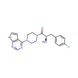 N[C@H](Cc1ccc(Cl)cc1)C(=O)N1CCN(c2ncnc3[nH]ccc23)CC1 ZINC000064540983