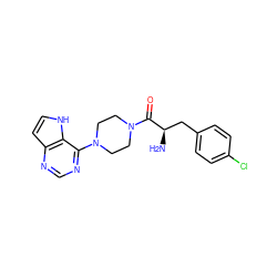 N[C@H](Cc1ccc(Cl)cc1)C(=O)N1CCN(c2ncnc3cc[nH]c23)CC1 ZINC000064549196