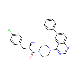 N[C@H](Cc1ccc(Cl)cc1)C(=O)N1CCN(c2ncnc3ccc(-c4ccccc4)cc23)CC1 ZINC000064539962