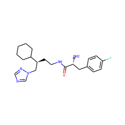 N[C@H](Cc1ccc(F)cc1)C(=O)NCC[C@@H](Cn1cncn1)C1CCCCC1 ZINC000029126514