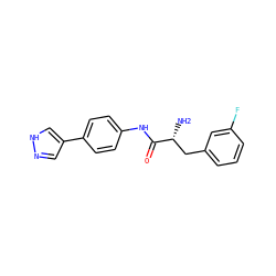 N[C@H](Cc1cccc(F)c1)C(=O)Nc1ccc(-c2cn[nH]c2)cc1 ZINC000058568310