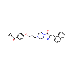 N[C@H](Cc1cccc2ccccc12)C(=O)N1CCN(CCCOc2ccc(C(=O)C3CC3)cc2)CC1 ZINC000013444805