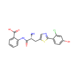 N[C@H](Cc1cnc(-c2ccc(O)cc2Cl)s1)C(=O)Nc1ccccc1C(=O)O ZINC000071342033