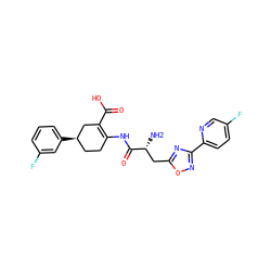 N[C@H](Cc1nc(-c2ccc(F)cn2)no1)C(=O)NC1=C(C(=O)O)C[C@H](c2cccc(F)c2)CC1 ZINC000049111654