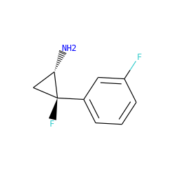 N[C@H]1C[C@@]1(F)c1cccc(F)c1 ZINC001772652574