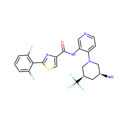 N[C@H]1C[C@@H](C(F)(F)F)CN(c2ccncc2NC(=O)c2csc(-c3c(F)cccc3F)n2)C1 ZINC000141452048