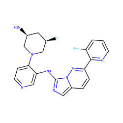 N[C@H]1C[C@@H](F)CN(c2ccncc2Nc2ncc3ccc(-c4ncccc4F)nn23)C1 ZINC000142894460