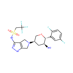 N[C@H]1C[C@@H](N2Cc3[nH]nc(NS(=O)(=O)CC(F)(F)F)c3C2)CO[C@@H]1c1cc(F)ccc1F ZINC000653760666