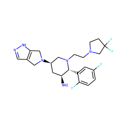 N[C@H]1C[C@@H](N2Cc3cn[nH]c3C2)CN(CCN2CCC(F)(F)C2)[C@@H]1c1cc(F)ccc1F ZINC000169701995