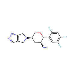 N[C@H]1C[C@@H](N2Cc3cn[nH]c3C2)CO[C@@H]1c1cc(F)c(F)cc1F ZINC000096284057
