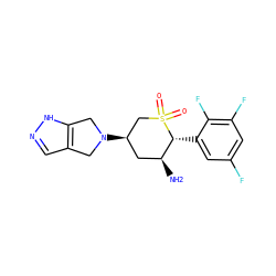 N[C@H]1C[C@@H](N2Cc3cn[nH]c3C2)CS(=O)(=O)[C@@H]1c1cc(F)cc(F)c1F ZINC000205818668