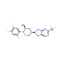 N[C@H]1C[C@@H](N2Cc3cnc(C(F)(F)F)nc3C2)CO[C@@H]1c1cc(F)c(F)cc1F ZINC000043172351