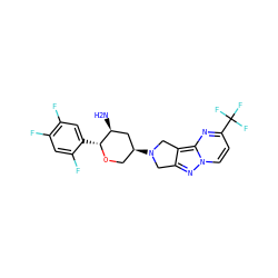 N[C@H]1C[C@@H](N2Cc3nn4ccc(C(F)(F)F)nc4c3C2)CO[C@@H]1c1cc(F)c(F)cc1F ZINC000653883203