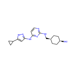 N[C@H]1CC[C@@H](CNc2nccc(Nc3cc(C4CC4)[nH]n3)n2)CC1 ZINC000473171625