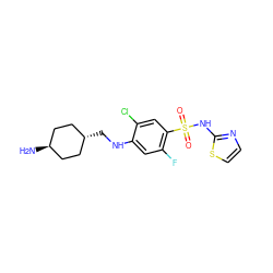 N[C@H]1CC[C@H](CNc2cc(F)c(S(=O)(=O)Nc3nccs3)cc2Cl)CC1 ZINC001772598962