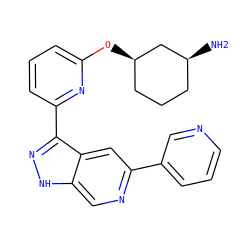 N[C@H]1CCC[C@@H](Oc2cccc(-c3n[nH]c4cnc(-c5cccnc5)cc34)n2)C1 ZINC000205259093