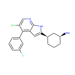N[C@H]1CCC[C@@H](c2cc3c(-c4cccc(F)c4)c(Cl)cnc3[nH]2)C1 ZINC000226064492