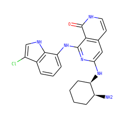N[C@H]1CCCC[C@H]1Nc1cc2cc[nH]c(=O)c2c(Nc2cccc3c(Cl)c[nH]c23)n1 ZINC000169342732