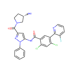 N[C@H]1CCN(C(=O)c2cc(NC(=O)c3cc(-c4ncccc4F)c(Cl)cc3Cl)n(-c3ccccc3)n2)C1 ZINC001772580943