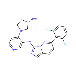 N[C@H]1CCN(c2ccncc2Nc2ncc3ccc(-c4c(F)cccc4F)nn23)C1 ZINC000143700097