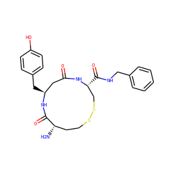 N[C@H]1CCSSC[C@@H](C(=O)NCc2ccccc2)NC(=O)C[C@H](Cc2ccc(O)cc2)NC1=O ZINC000064447313