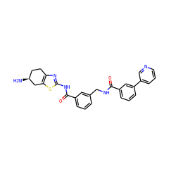 N[C@H]1CCc2nc(NC(=O)c3cccc(CNC(=O)c4cccc(-c5cccnc5)c4)c3)sc2C1 ZINC000167954406