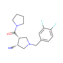 N[C@H]1CN(Cc2ccc(F)c(F)c2)C[C@H]1C(=O)N1CCCC1 ZINC000028955052