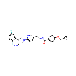 N[C@H]1CN(c2ccc(CCNC(=O)c3ccc(OCC4CC4)cc3)cn2)C[C@@H]1c1cc(F)ccc1F ZINC000084619372