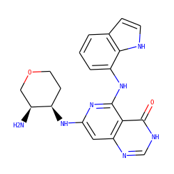 N[C@H]1COCC[C@H]1Nc1cc2nc[nH]c(=O)c2c(Nc2cccc3cc[nH]c23)n1 ZINC000169342726