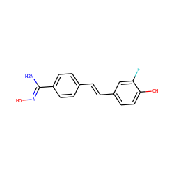 NC(=NO)c1ccc(/C=C/c2ccc(O)c(F)c2)cc1 ZINC001772599846