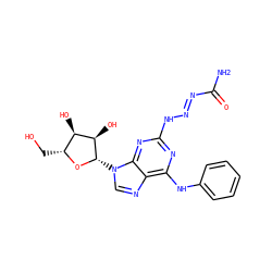 NC(=O)/N=N/Nc1nc(Nc2ccccc2)c2ncn([C@@H]3O[C@H](CO)[C@@H](O)[C@H]3O)c2n1 ZINC000013517440