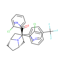 NC(=O)[C@@]1(c2ccc(C(F)(F)F)cn2)C[C@@H]2CC[C@H](C1)N2C(c1ccccc1Cl)c1ccccc1Cl ZINC000103225808