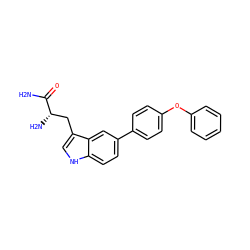 NC(=O)[C@@H](N)Cc1c[nH]c2ccc(-c3ccc(Oc4ccccc4)cc3)cc12 ZINC000146645383