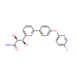 NC(=O)[C@@H](O)[C@H](O)c1cccc(-c2ccc(Oc3ccc(Cl)cn3)cc2)n1 ZINC000205477592