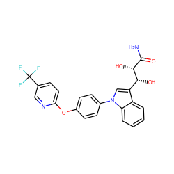 NC(=O)[C@@H](O)[C@H](O)c1cn(-c2ccc(Oc3ccc(C(F)(F)F)cn3)cc2)c2ccccc12 ZINC000205471639