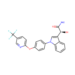 NC(=O)[C@@H](O)c1cn(-c2ccc(Oc3ccc(C(F)(F)F)cn3)cc2)c2ccccc12 ZINC000146752114