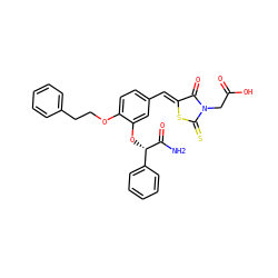 NC(=O)[C@@H](Oc1cc(/C=C2\SC(=S)N(CC(=O)O)C2=O)ccc1OCCc1ccccc1)c1ccccc1 ZINC000028370120
