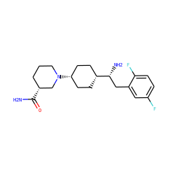 NC(=O)[C@@H]1CCCN([C@H]2CC[C@@H]([C@H](N)Cc3cc(F)ccc3F)CC2)C1 ZINC000101403002