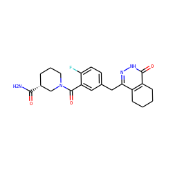 NC(=O)[C@@H]1CCCN(C(=O)c2cc(Cc3n[nH]c(=O)c4c3CCCC4)ccc2F)C1 ZINC000147437870