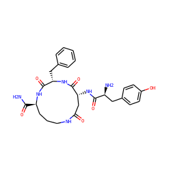 NC(=O)[C@@H]1CCCNC(=O)C[C@@H](NC(=O)[C@@H](N)Cc2ccc(O)cc2)C(=O)N[C@@H](Cc2ccccc2)C(=O)N1 ZINC000026250282